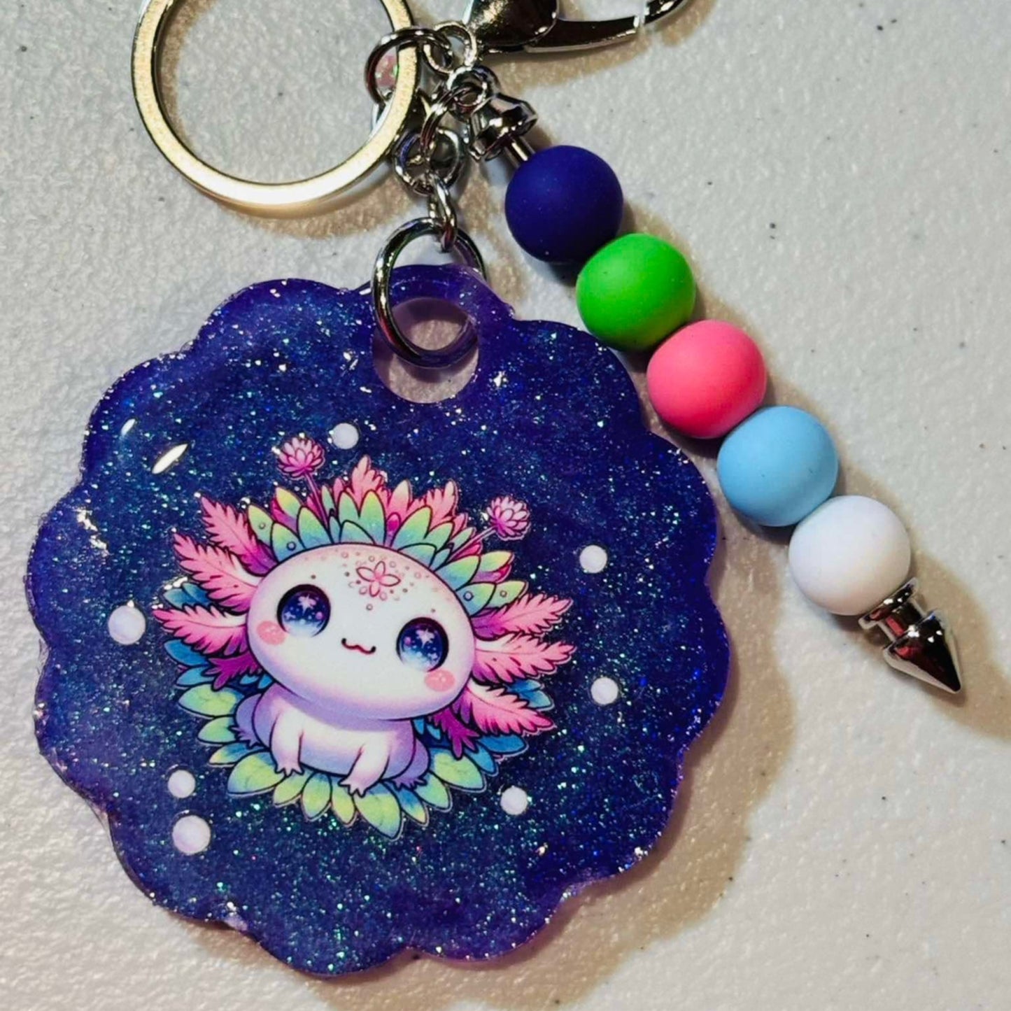 Axolotl Scalloped Tag w/ Bead Bar