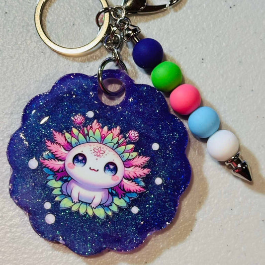 Axolotl Scalloped Tag w/ Bead Bar