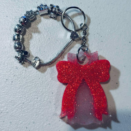 Bow Tag w/ Beaded Chain