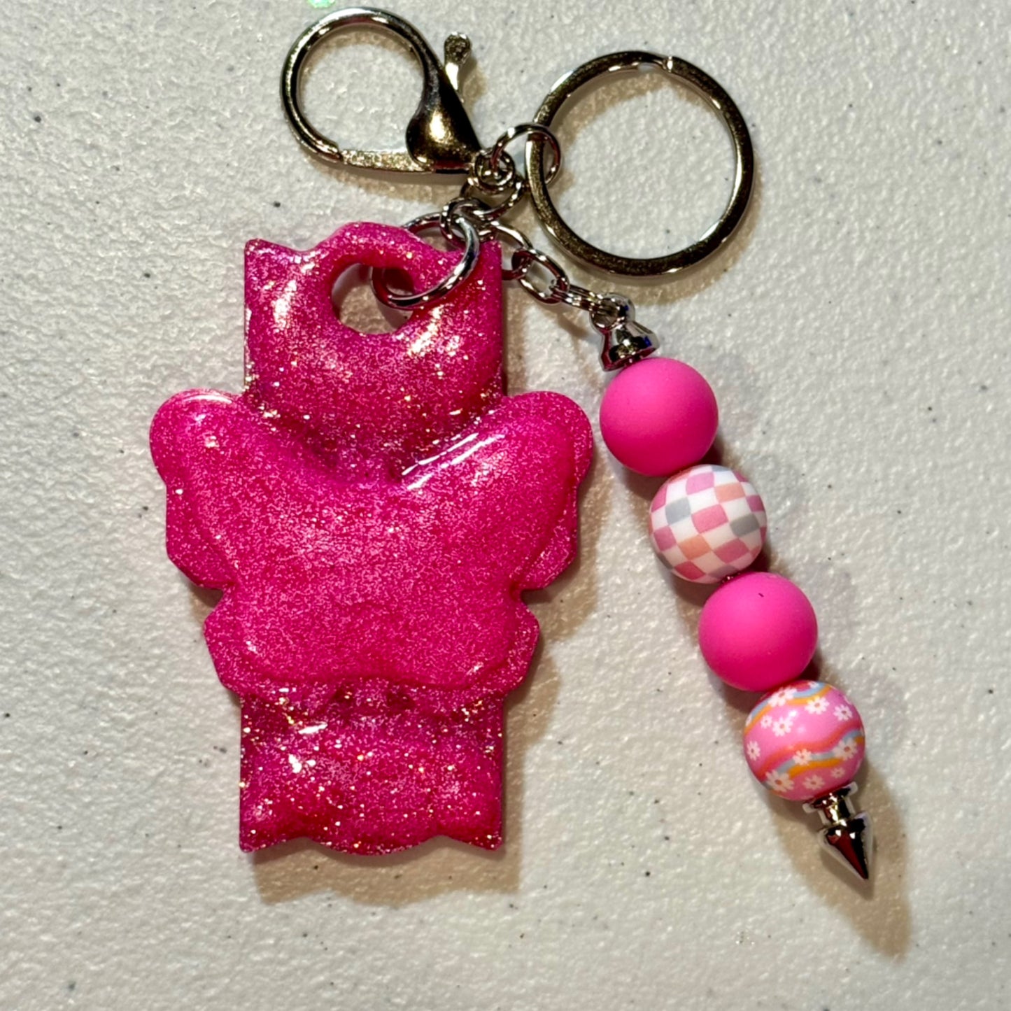 Pink Overload - Butterfly Inset Tag w/ Bead Bar
