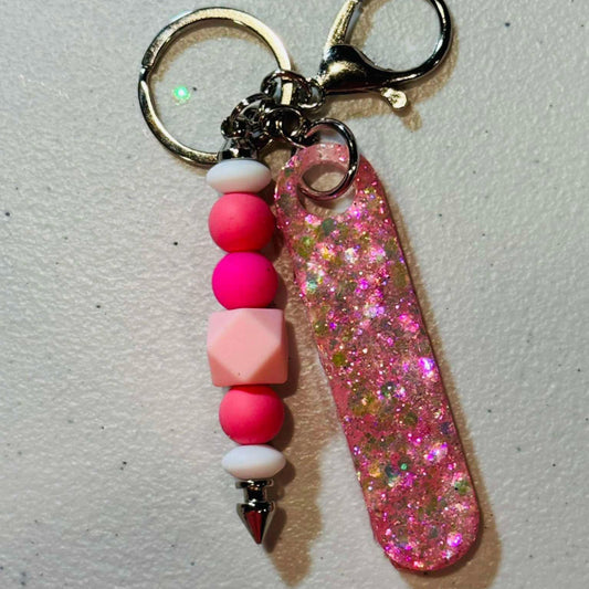 Pink Bar Tag W/ Bead Bar