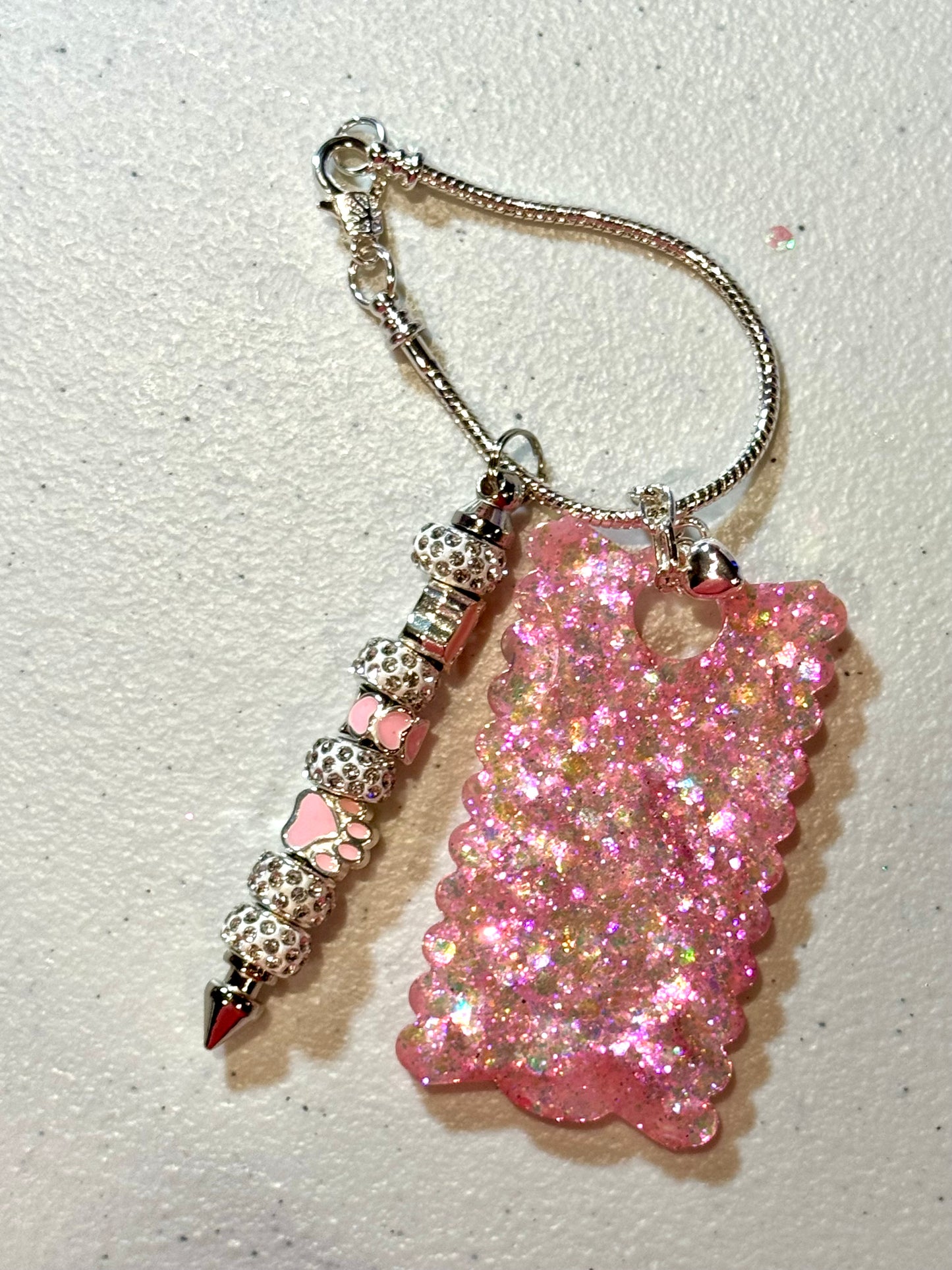 Pink Ruffle Ticket Tag w/ Bead Bar